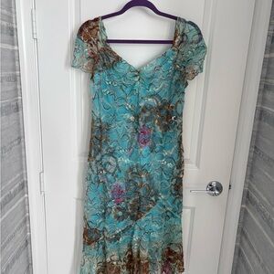 Chic Multicolor Lace Midi Dress